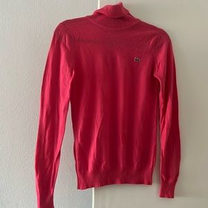 Original Lacoste Turtleneck Wool Sweater. Fuchsia Pink. Size S.